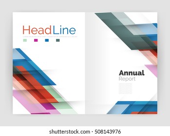 Diseño de líneas modernas, concepto de movimiento. Plantilla de folleto del informe anual de actividades empresariales. Vector