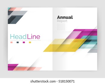Diseño de líneas modernas, concepto de movimiento. Plantilla de folleto del informe anual de actividades empresariales. Vector