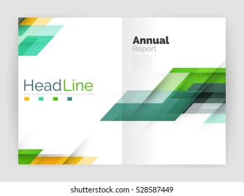 Diseño de líneas modernas, concepto de movimiento. Plantilla de folleto del informe anual de actividades empresariales. Vector