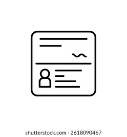 Modern line drawing icon of identification card or name badge document