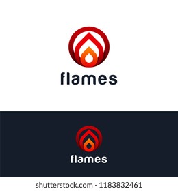 Modern Line Fire Flame Logo, Iconic Flames logo symbol
