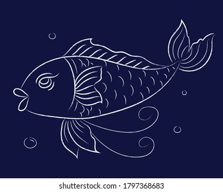 Moderne Linie, Fische im Flusskartoon