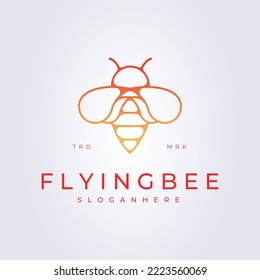 modern line flying bee vector logo icon template illustration design