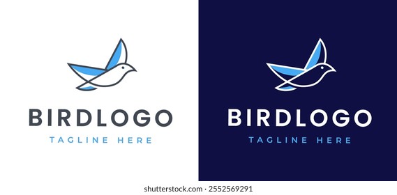 Moderna linha voadora pomba pombo pássaro asas para a natureza selvagem etiqueta logotipo Design Inspiração. Linhas limpas minimalistas do logotipo de pássaro para a identidade da marca da natureza. Modelo de vetor de logotipo Bird