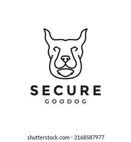 modern line head pets dog secure logo design vector graphic symbol icon illustration creative idea