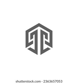 Modern line hexagon letter T logo design.