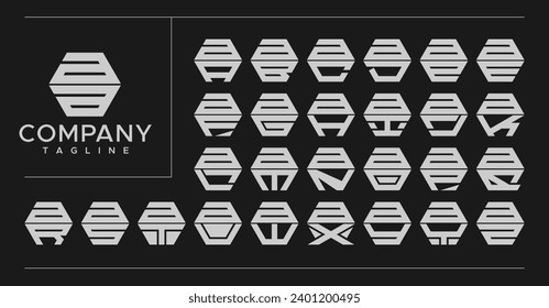 Modernes Zeilenhexagon-Kleinbuchstaben A AA Logo-Design-Set