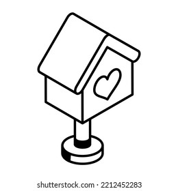 Modern line icon of a birdhouse 