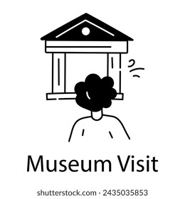 Modern line icon depicting museum visit 