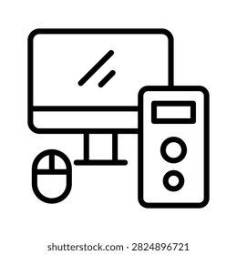 Modern line icon featuring computer game for esports.