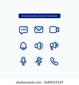 Un moderno paquete de iconos de línea para chat, llamadas, mensajes y correo electrónico. Perfecto para App de comunicación, herramientas de Asistencia y plataformas de interacción digital.