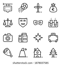 Modern Line Icon Pack of German Games and Cuisine 