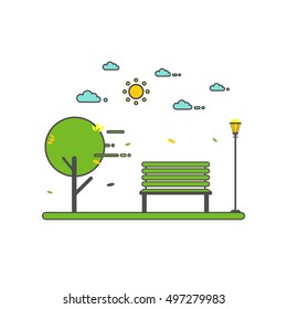 Modern line icon Park. Natural landscape in the flat style. a beautiful park. Environmentally friendly natural landscape. Vector illustration