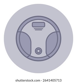 Modern line icon representing smart cleaning device against light background. Streamlined design perfect for tech and home automation themes