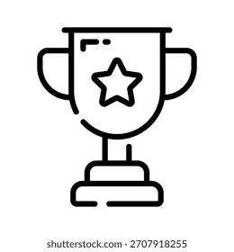 Un icono de línea moderna que muestra el premio del trofeo escolar