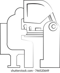 Modern line icon with modern surgery technologies equipment. Symbol of future medicine. Vector illustration.
