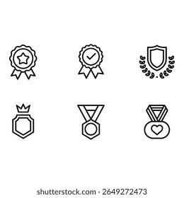 Modern Line Icons Achievement Award Badge Medal Security Success Victory Premium Quality Graphic Design Elements