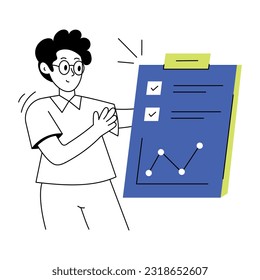 Modern line illustration of manager tasks 
