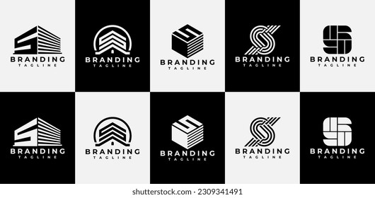 Modern line initial S logo branding vector