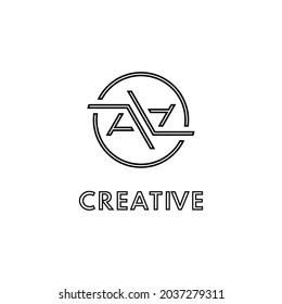 Modelo de diseño de logotipo AZ AZ de letras iniciales de línea moderna