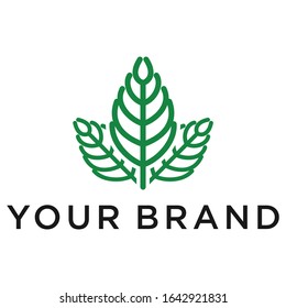 modern line leaf icon logo design