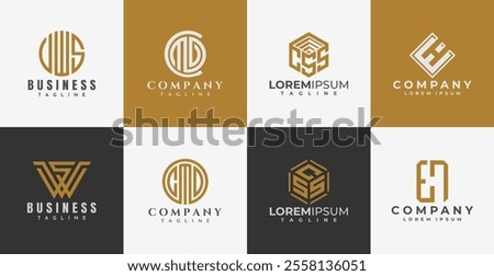 Modern line letter VWS CMD CSS EH logo set