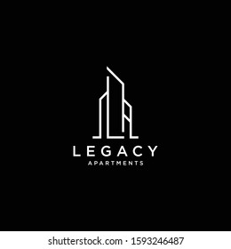 Modern line logo design of building or appartment with black background - EPS10 - Vector.