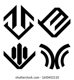 Logotipos de línea modernos. Formas geométricas frescas.

