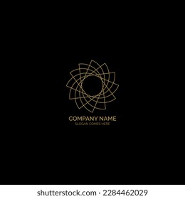 Modern line logos. Cool geometric forms, brand logo, line art, Vector logo on which an abstract image of a flower, Nature Simple Line Style Logo, Vector abstract logo, and branding design templates