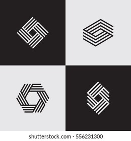 Modern line logos. Creative geometric shapes. Eps10 vector.