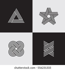 Modern line logos. Creative geometric shapes. Eps10 vector.