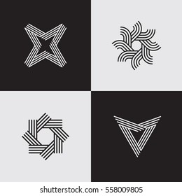 Modern line logos. Creative geometric shapes for your design. Eps10 vector.
