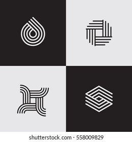 Modern line logos. Creative geometric shapes for your design. Eps10 vector.