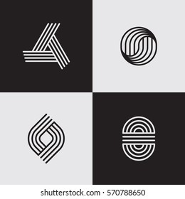 Modern line logos set. Creative geometric shapes. Eps10 vector.