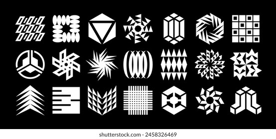 Conjunto de Plantilla de logotipo abstracto de memphis de línea moderna