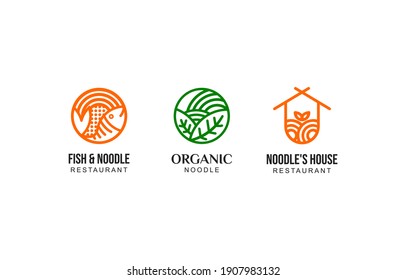 Modern Line Noodle Ramen Restaurant Logo Vector Template suitable for food and beverage business company