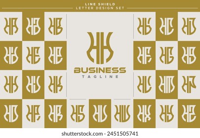 Moderne Linie Sicherheitsschild Buchstabe H HH Logo Design Set