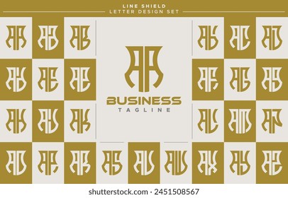 Moderno conjunto de diseño de logotipo de letra A AA de escudo de seguridad de línea