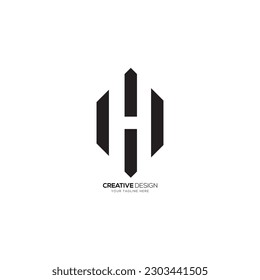 Modern line shape letter H negative space real estate business monogram logo. H logo