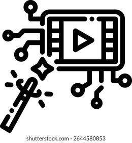 Modern Line showing AI-generated video creation. Relevant for media automation, storytelling, and synthetic content.