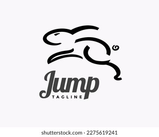 línea moderna simple salto de conejo dibujado logotipo de diseño ilustración