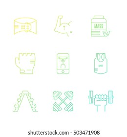 Modern line style collection of weightloss, active lifestyle and gym training. Vector icons.Ã?Â Fitness elements. Unique and modern set isolated on background.

