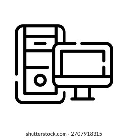 Ein modernes Symbol im Linienstil eines Desktop-Computers
