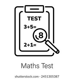 Modern line style icon of maths test 