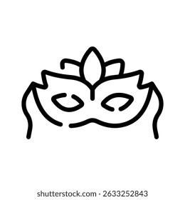 Modern line style icon showing a masquerade mask