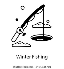 Modern line style icon of winter fishing