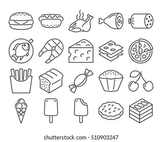 Modern line style icons set: Food
