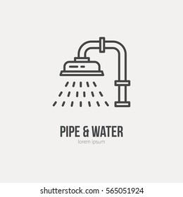 Modern line style logo for repair company or plumbing service. Vector line icon series.