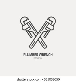 Modern Line Style Logo For Repair Company Or Plumbing Service. Vector Line Icon Series.