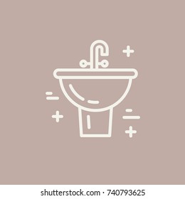 Modern line style logo for repair company or plumbing service provider. Isolated design element - text can be easily changed for your company name.
